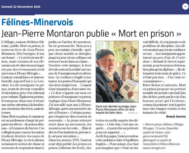 Article de presse L'Indépendant - Mort en prison