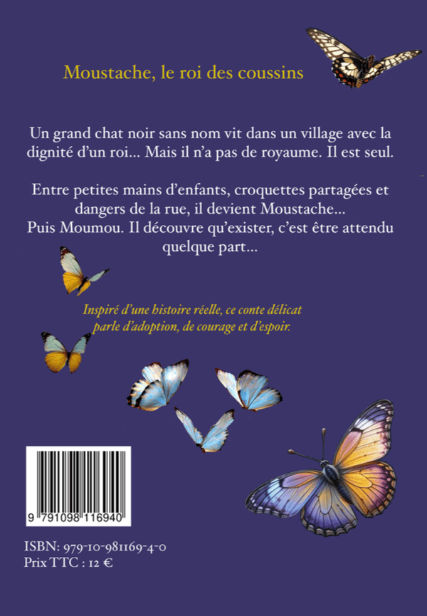 Quatrième de couverture de Moustache, le roi des coussins