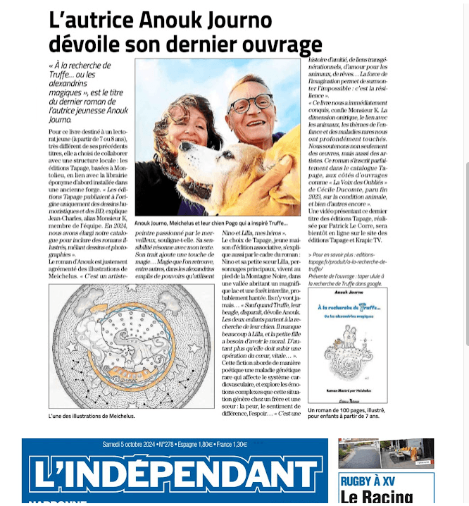 Anouk Journo présente À la recherche de Truffe — article L'Indépendant